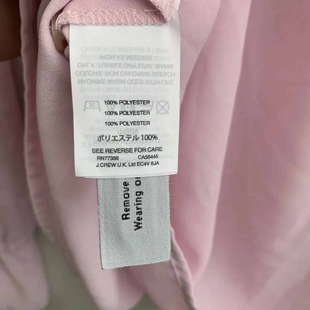 J. Crew Pink Tie Sleeve Pleated Blouse Size Small NWT